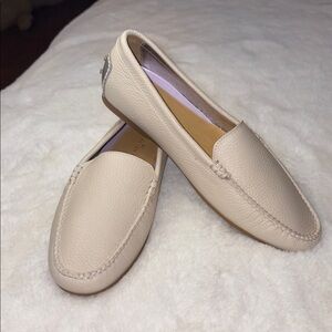 Peter Millar Driving Moccasin Cream Pebbled Leather Slip-On Shoes Flats‎ Size: 9